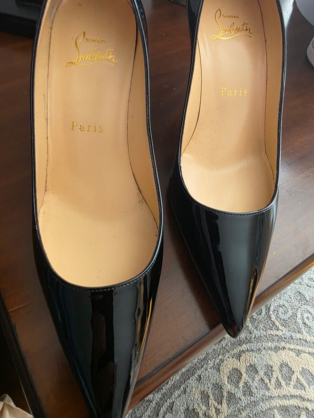 Christian Louboutin Black Patent Pointed Toe Pumps